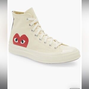 Excellent Converse CDG High Top Sneakers Tan White 11